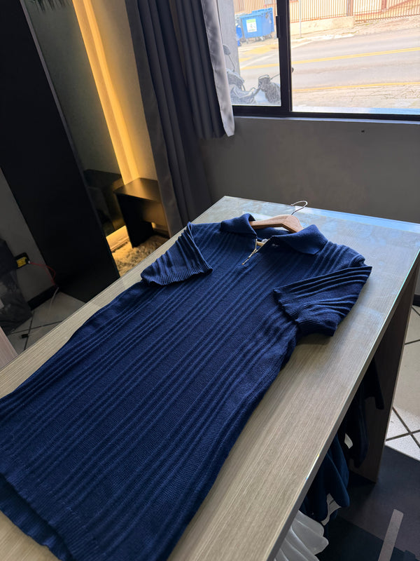 Camiseta Polo Italiana Zara - Azul Marinho