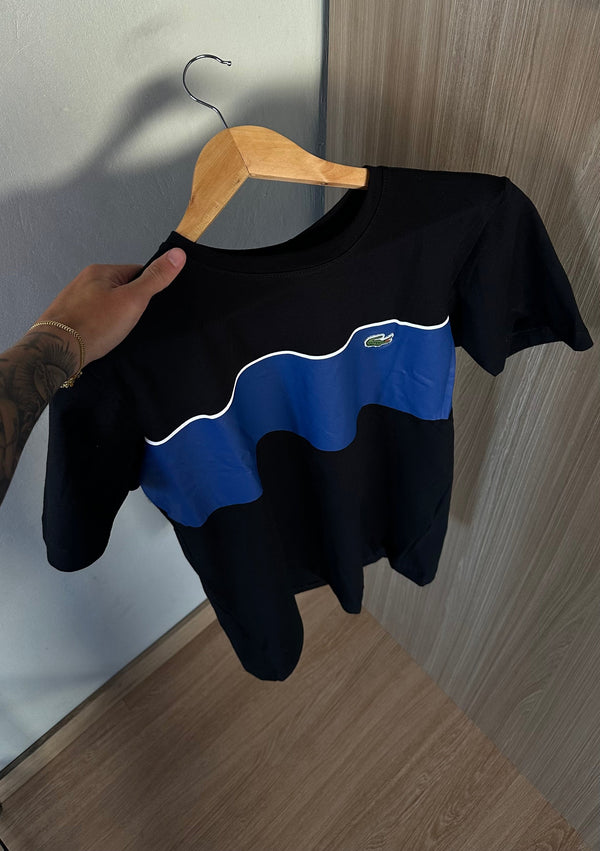 Camiseta Lacoste Preta e Azul