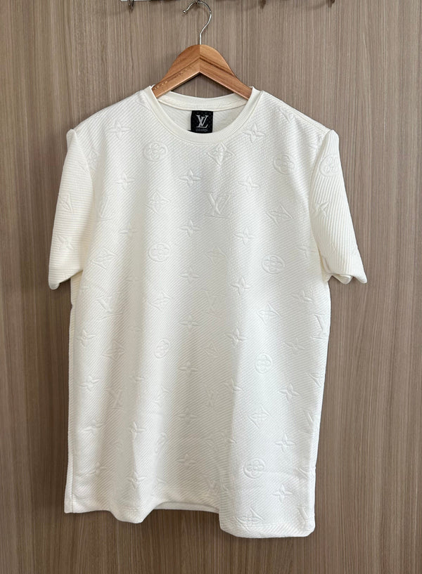 Camiseta LV Branca Texturizada