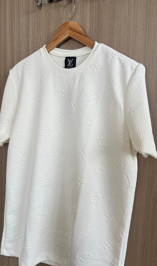 Camiseta LV Branca Texturizada