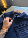 Camiseta Polo Italiana Zara - Azul Marinho