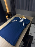 Camiseta Gola Trocada Slim Fit Azul